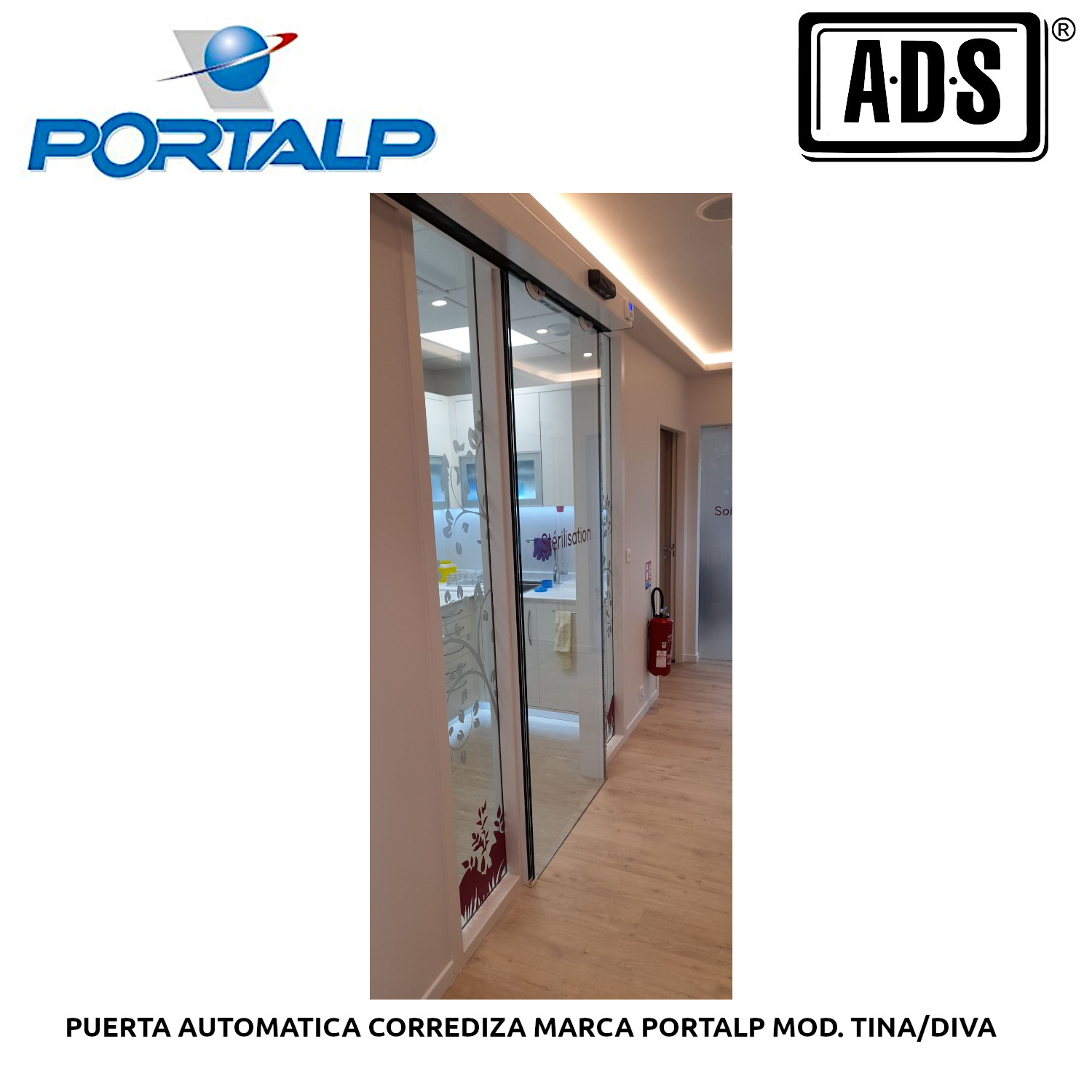 PUERTA AUTOMATICA CORREDIZA MARCA PORTALP MOD. TINA / DIVA